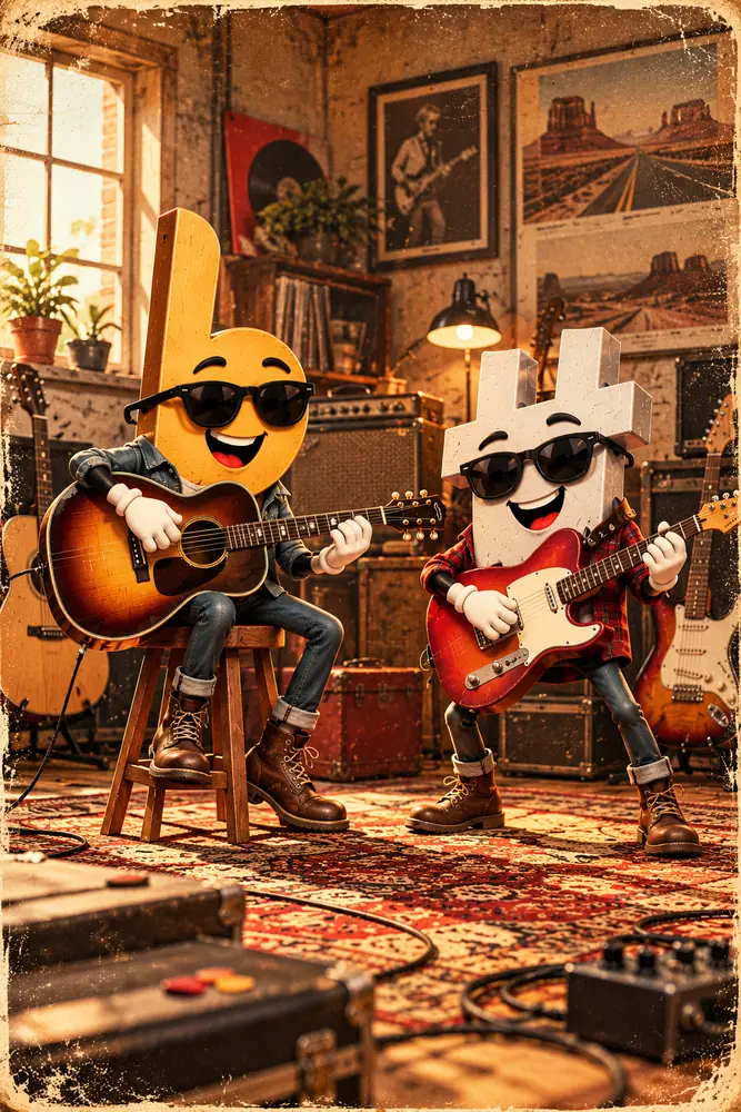 The Flatty Sharps flat and sharp characters, styled for the Vintage theme